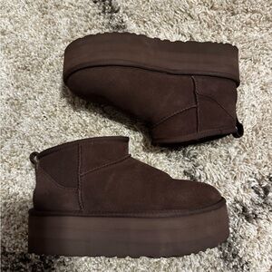 Uggs Platform Ankle Boots in Dark Brown
